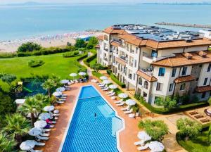 an aerial view of a resort with a swimming pool at Apartment Melody in Burgas City