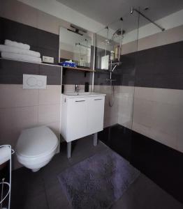 bagno con servizi igienici e lavandino di Le domaine de Bachmay a Laval