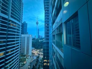 Nespecifikovaný výhled na destinaci Kuala Lumpur nebo výhled na město při pohledu z hostelu