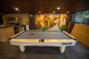 a pool table in a room with a painting on the wall at Tam Coc Lion Kings Hotel & Resort in Ninh Binh