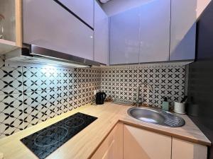 Kuchyň nebo kuchyňský kout v ubytování Apartament ORZEŁ BIAŁY