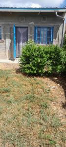 a house with a blue door and a yard at Lk home in Nanyuki