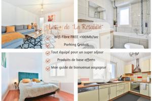 a collage of pictures of a kitchen and a bathroom at # La Roselière # Parking gratuit # Calme # proche Mulhouse in Riedisheim
