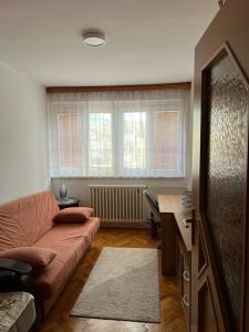 salon z kanapą i oknem w obiekcie Apartman Crkvice Zenica w mieście Zenica