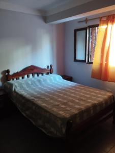 a bed in a bedroom with a window at Hospedaje Familiar Janaq Pacha in San Salvador de Jujuy