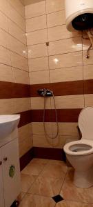 een badkamer met een douche, een toilet en een wastafel bij ART 2 in Sliven