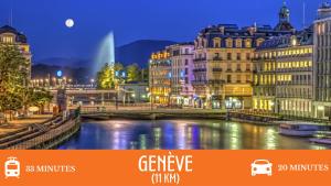 a picture of a city with a river and buildings at ZenBNB / La Gallery /Proche Suisse in Saint-Julien-en-Genevois