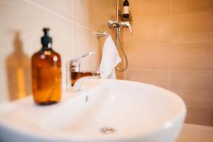 a bathroom sink with a bottle of soap on it at KAPINA sk - Dom Jasna in Liptovský Mikuláš