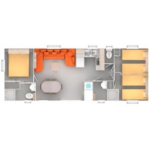 a floor plan of a room with at Mobil home camping 4* la carabasse Vias in Vias