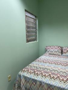 a bedroom with a bed and a window at Kitnet na cidade nova in Ananindeua