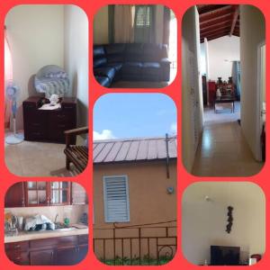een collage van vier foto's van een woonkamer bij D'RESORT WAKE UP AND LIVE YAH in Spanish Town