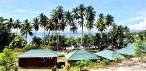 een groep gebouwen met palmbomen op de achtergrond bij Raflow Resort Raja Ampat in Tapokreng