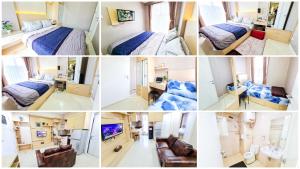un collage di foto di una camera d'albergo di Parahyangan Residences by AYA Stays a Bandung