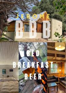 un collage de fotos de una casa con las palabras "cerveza de desayuno" en Fiordo B&B and Beer-Spa en Potrerillos