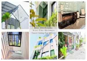 a collage of photos of a building with plants at URI HOUSE, 1-2 BR tourism apt, 5' walk Dragon Bridge in Da Nang