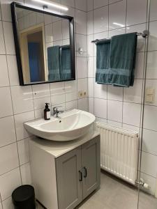 a bathroom with a sink and a mirror at Ferienwohnung Achenrain 1 in Kramsach