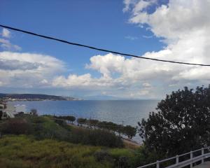 a view of a body of water with a fence at Varkaris Room 1 in Katarráktis