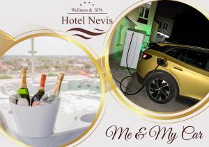 uma fotografia de um carro com garrafas de vinho num balde em Hotel Nevis Wellness & SPA em Oradea