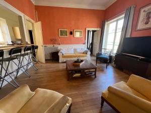 a living room filled with furniture and a flat screen tv at La Lodge Victoria -Vieille Ville & Pépinière -50m2 in Nancy