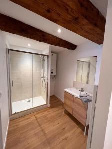 a bathroom with a shower and a sink at "Le N3" Beaucaire centre-ville in Beaucaire