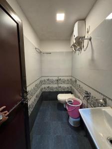 a bathroom with a toilet and a sink at Hotel Borivali Executive - Near Borivali Railway Station in Mumbai