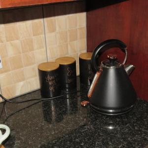 - Hervidor de té en la encimera de la cocina en 43 Home apartment en Del Judor