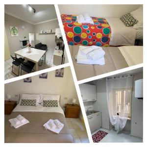 a collage of four pictures of a bedroom at LA CASETTA DI LORENZO in Lanciano