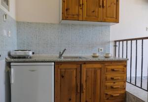 a kitchen with a sink and a dishwasher at Aphrodite Studios in Kallithea Halkidikis