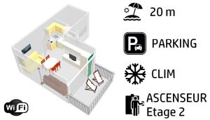 Plan piętra w obiekcie Studio résidence BONA, vue hippodrome et mer, clim