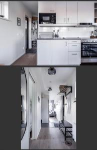 Kuhinja oz. manjša kuhinja v nastanitvi Mysig lägenhet i Kungsberget Ski in/out!