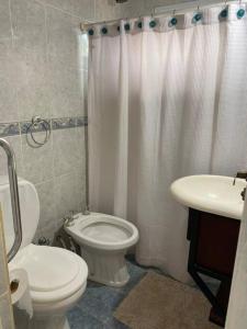 a bathroom with a toilet and a sink at Casa Pellegrini in Posadas