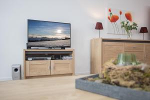 ein Wohnzimmer mit einem Flachbild-TV in der Unterkunft Appartement - Auf 'm Kampe 41 Winterberg-Neuastenberg in Winterberg
