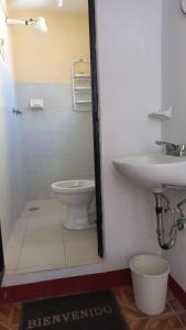 a bathroom with a toilet and a sink at Luna y Mar in Oaxaca City