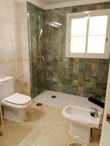 a bathroom with a shower and a toilet and a sink at CASA PARAISO in Arona