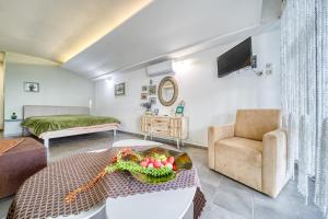 TV a/nebo společenská místnost v ubytování Magical View Studios 1 Asproneri, Kamena Vourla