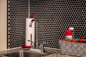 um lavatório de cozinha com um rolo de toalhas de papel em Stylin In The Smokies by Distinctive Getaways em Gatlinburg