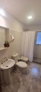 La salle de bains est pourvue de toilettes et d'un lavabo. dans l'établissement Cactus Tempo, à Esquel