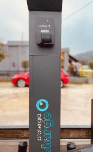 a parking meter with a camera on top of it at Oiko Worth Living No7 in Ioannina