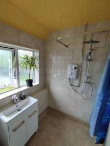 a bathroom with a sink and a shower at Pace home in Bristol