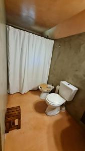 a bathroom with a toilet and a sink at Cabaña Las Casuarinas del Delta de Tigre in Dique Luján
