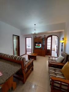 - un salon avec deux canapés et une télévision dans l'établissement Barbara Home, à Madalena do Mar