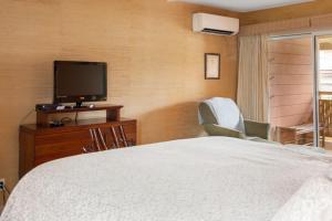 a bedroom with a bed and a flat screen tv at Lotus Suite in a Boutique Resort, 1Bedroom Sleeps 4 in Kihei