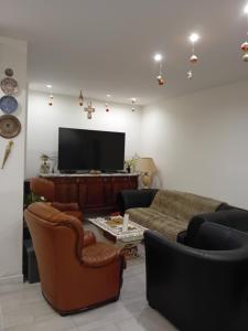 a living room with a couch and a tv at FRANCIS Xavier in Villeneuve-le-Roi
