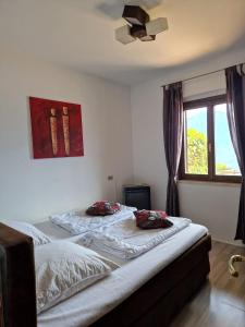 1 dormitorio con 2 almohadas en Casa Montana, en Tremosine Sul Garda