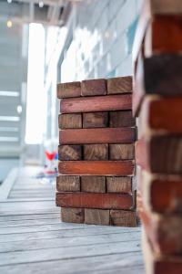 a stack of bricks sitting next to a wall at Banana River Resort in Cocoa Beach