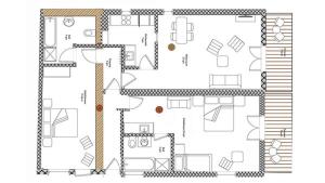 un plan d'étage d'une maison dans l'établissement Art-Lodge Kunstpension, à Afritz am See