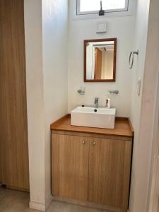 a bathroom with a sink and a mirror at Departamentos en Costanera, sobre Alem in Gualeguaychú