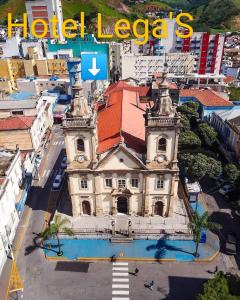 an overhead view of a building in a city at Hotel Pousada Lega's in Aparecida