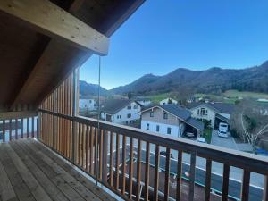 a balcony with a view of the mountains at Ferienwohnungen Bergluft in Aschau im Chiemgau