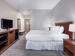 a hotel room with a bed and a flat screen tv at Country Inn & Suites by Radisson, Toledo, OH in Maumee